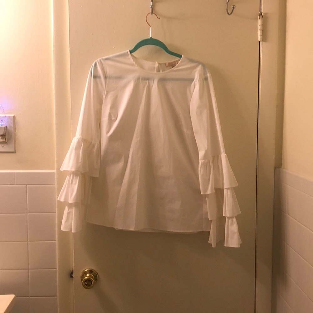 Sheer white Michael Kors blouse, size: Medium
